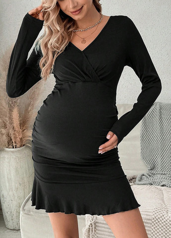 Черное кэжуал платье для беременных SHEIN однотонное