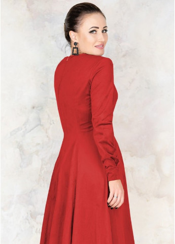 Красное кэжуал однотонное платье из искусственной кожи арманда годе Look & Buy однотонное