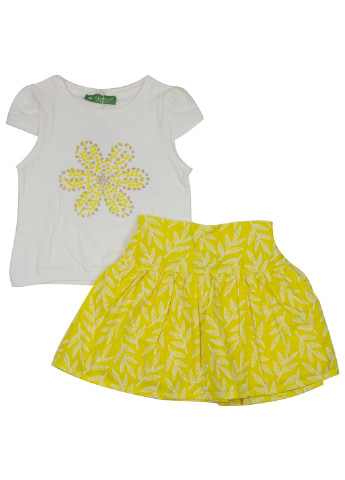 Желтый летний комплект (футболка, юбка) Cichlid