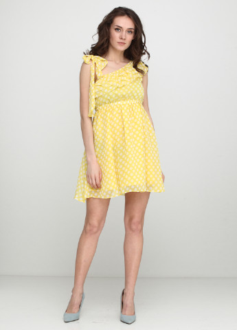 Желтое кэжуал платье Catwalk88 в горошек