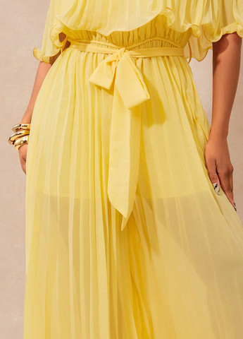 Комбинезон SHEIN комбинезон-брюки однотонный жёлтый кэжуал полиэстер