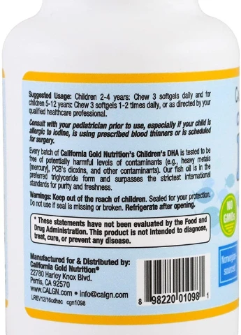 Children's DHA, 100% Wild Arctic Cod 180Gelatin Softgels (Strawberry-Lemon) California Gold Nutrition (254325783)