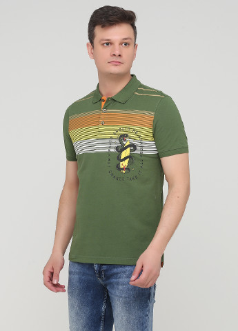 Зеленая футболка-поло для мужчин United Colors of Benetton с рисунком
