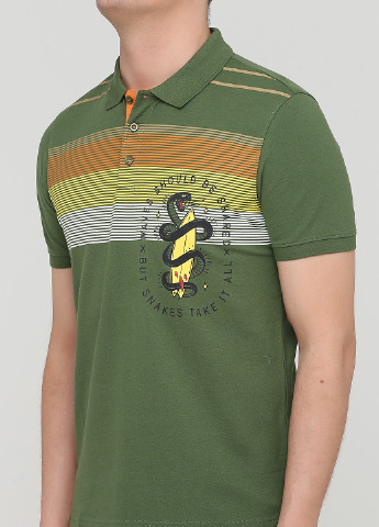 Зеленая футболка-поло для мужчин United Colors of Benetton с рисунком
