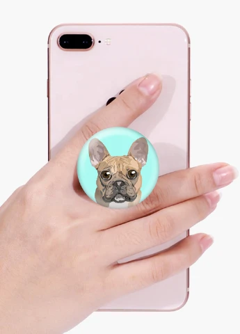 Попсокет (Popsockets) тримач для смартфону Французький бульдог (8754-2857) Чорний MobiPrint (221548570)
