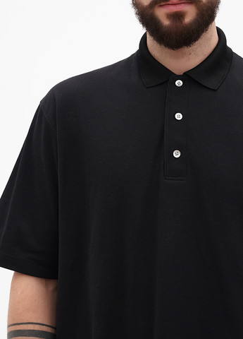 Черная футболка-поло для мужчин No Brand однотонная