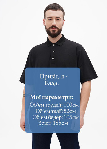 Черная футболка-поло для мужчин No Brand однотонная