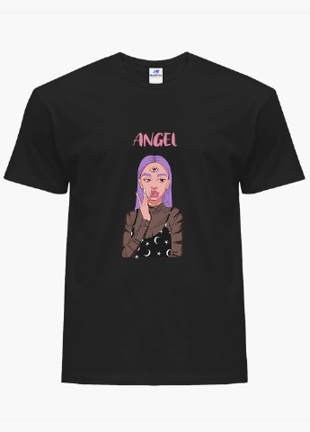 Черная демисезон футболка женская ангел диджитал арт (angel digital art) (8976-1635) xxl MobiPrint