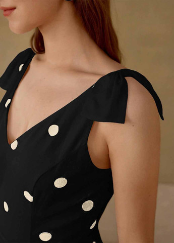 Черное праздничный, кэжуал платье клеш SHEIN в горошек