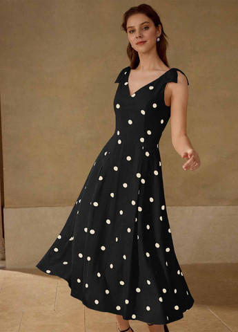 Черное праздничный, кэжуал платье клеш SHEIN в горошек