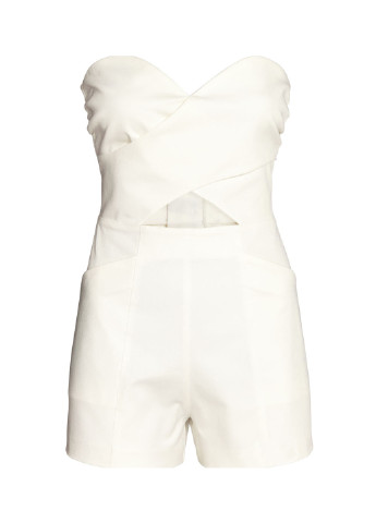 Комбинезон H&M комбинезон-шорты однотонный белый кэжуал хлопок