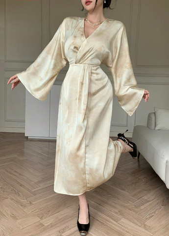 Кремова святковий сукня на запах, а-силует SHEIN тай-дай