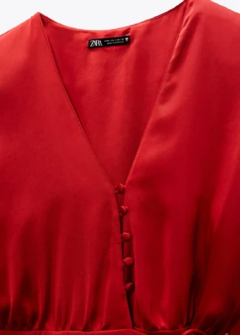 Красное кэжуал платье Zara однотонное