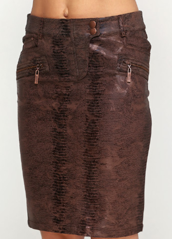 Коричневая кэжуал с абстрактным узором юбка Sassofono мини