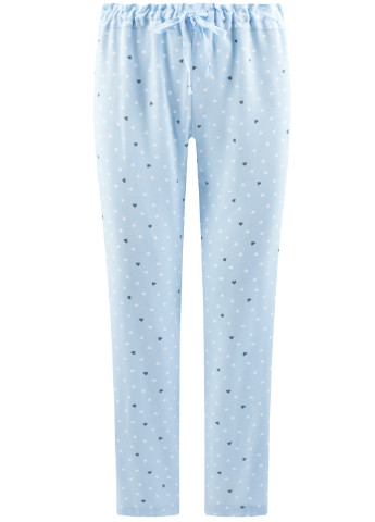Голубые домашние демисезонные со средней талией брюки Oodji