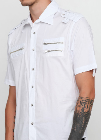 Белая кэжуал рубашка однотонная Cipo & Baxx с коротким рукавом