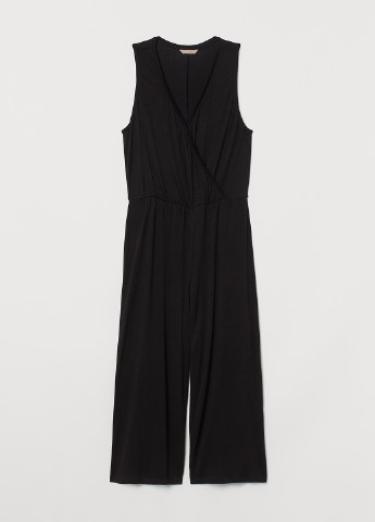 Комбінезон H&M комбінезон-брюки однотонний чорний кежуал трикотаж, віскоза