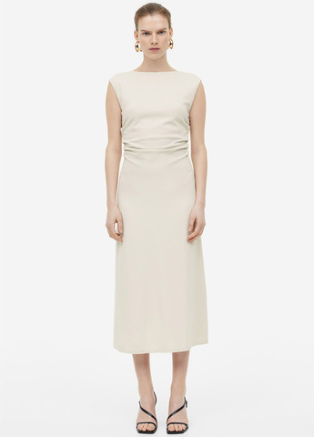 Кремовое кэжуал платье H&M однотонное