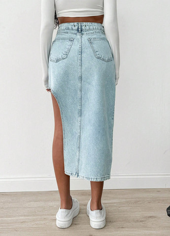 Светло-голубая джинсовая варенка юбка SHEIN