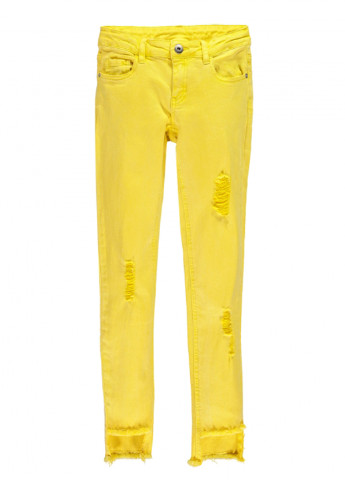 Желтые демисезонные зауженные джинсы MEK