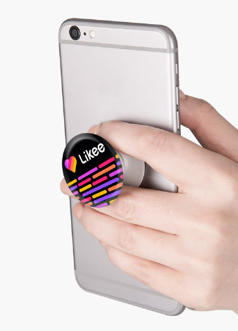 Попсокет (Popsockets) держатель для смартфона Лайк (Likee) (8754-1057) Черный MobiPrint (216748269)