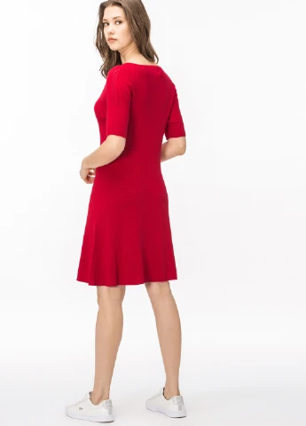 Темно-червона кежуал сукня кльош Lacoste однотонна