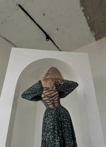 Зеленое кэжуал платье Fashion с цветочным принтом