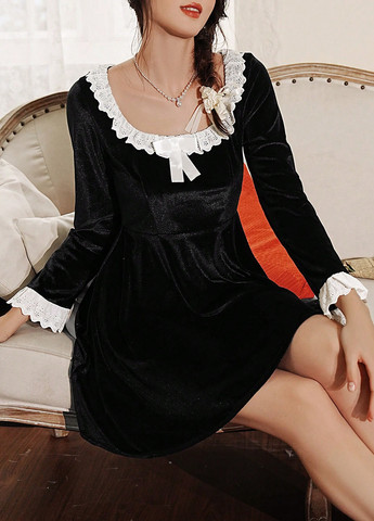 Чорна домашній сукня кльош SHEIN однотонна