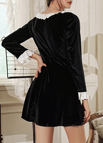 Чорна домашній сукня кльош SHEIN однотонна