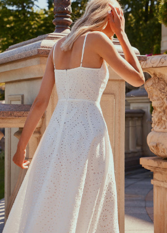 Молочна повсякденний біле плаття з натуральної бавовни Gepur однотонна