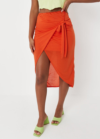 Оранжевая пляжный однотонная юбка Missguided на запах
