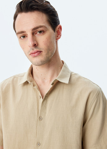 Бежевая кэжуал рубашка однотонная KOTON