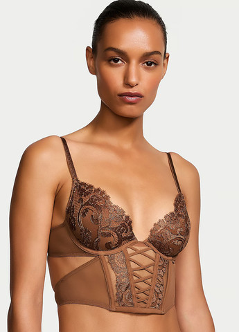 Коричневый демисезонный комплект (бюстье, трусики) Victoria's Secret