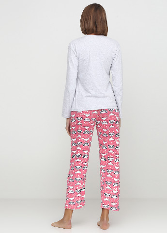 Розово-лиловый демисезонный комплект утепленный (лонгслив, брюки) Fawn Pijama
