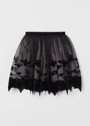 Черная кэжуал с рисунком юбка H&M клешированная
