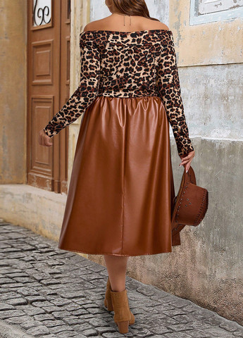 Коричневий демісезонний костюм (лонгслів, спідниця) SHEIN