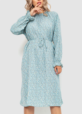 Светло-бирюзовое кэжуал платье плиссированное Ager с цветочным принтом