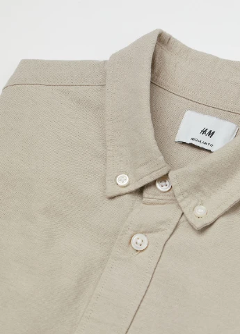 Бежевая рубашка однотонная H&M