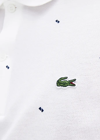 Белая футболка-поло для мужчин Lacoste с геометрическим узором
