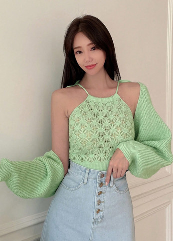 Зеленый демисезонный кардиган SHEIN