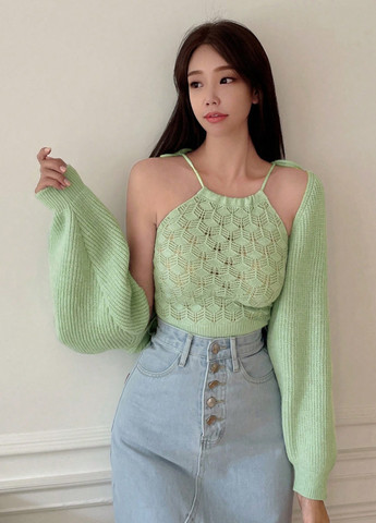 Зеленый демисезонный кардиган SHEIN