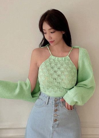 Зеленый демисезонный кардиган SHEIN