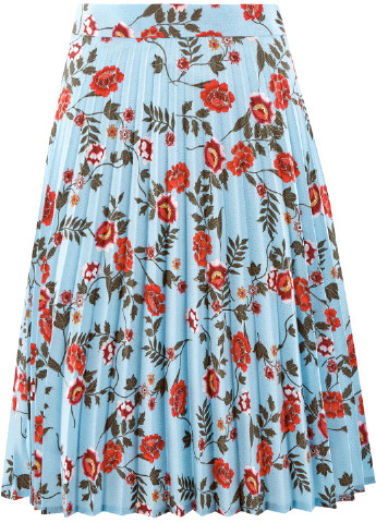 Голубая кэжуал цветочной расцветки юбка Oodji плиссе