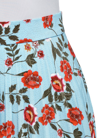 Голубая кэжуал цветочной расцветки юбка Oodji плиссе