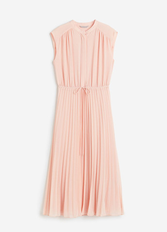 Светло-розовое кэжуал платье плиссированное H&M однотонное