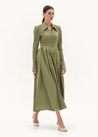 Оливковое кэжуал платье клеш BGL однотонное