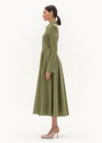 Оливковое кэжуал платье клеш BGL однотонное