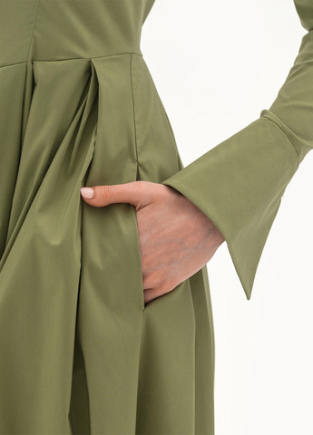 Оливковое кэжуал платье клеш BGL однотонное