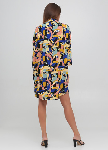 Комбинированное кэжуал платье а-силуэт, рубашка Monki с абстрактным узором