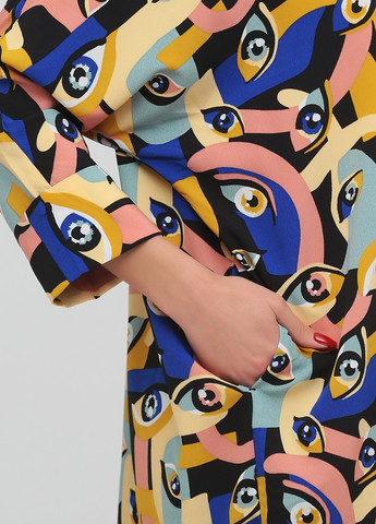 Комбинированное кэжуал платье а-силуэт, рубашка Monki с абстрактным узором